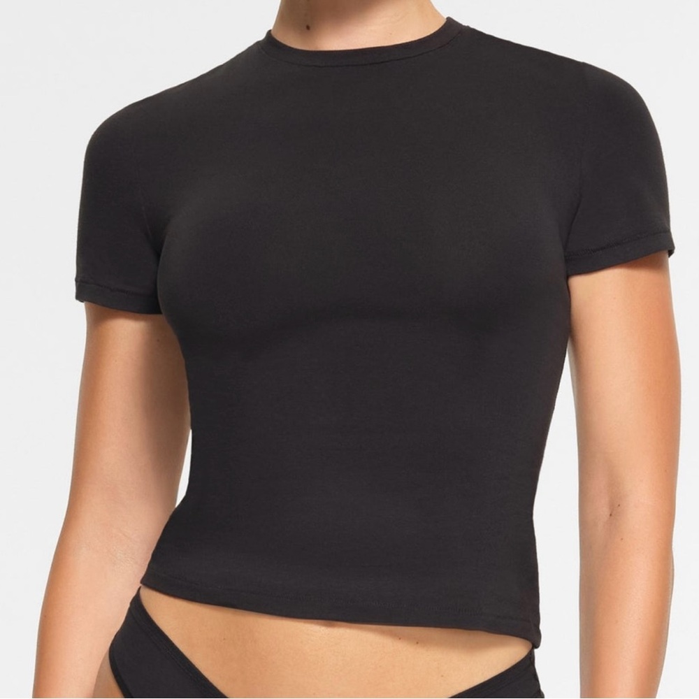 SKIMS Cotton Jersey T-Shirt Soot Black Medium